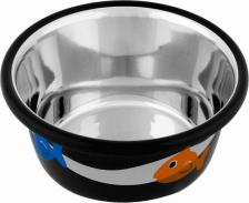 Кормушка Tappi Миска для животных Эридана синяя с рыбками, 235мл