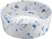 Кормушка TarHong Одинарная миска для собак Terrazzo, меламин, белый, синий 1.18 л