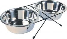 Кормушка Trixie Двойная миска для собак, сталь, серебристый, 2 шт по 1.8 л