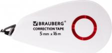  Brauberg Корректирующая лента SUPER, 5 мм х 16 м, корпус белый, блистер, 229061