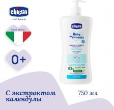 Шампунь Chicco Baby Moments Пена-шампунь для купания младенцев без слез 750 мл