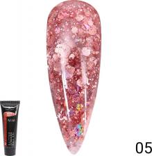 Косметика для ногтей Global Fashion Полигель Цветной с глиттером 05, 30 г