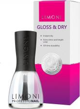 Косметика для ногтей Limoni Сушка с блеском для ногтей Gloss & Dry, 15 мл