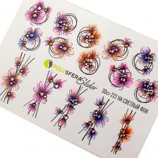 Косметика для ногтей Полисфера Слайдеры Слайдер дизайн для ногтей со стразами Яркая акварель 222