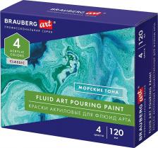 Краска для рисования Brauberg Краски акриловые для техники Флюид Арт POURING PAINT