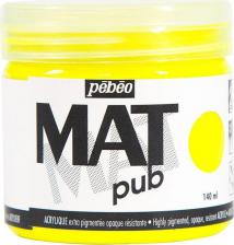 Краска для рисования Pebeo Краска акриловая экстра матовая Mat Pub №3 Желтый флуоресцентный 140 мл