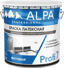 Краска Alpa Краска латексная супермоющаяся супербелая Profi 7 10 л супербелая