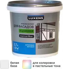 Краска Luxens Краска для фасадов и цоколей матовая цвет белый база А 2.7 л