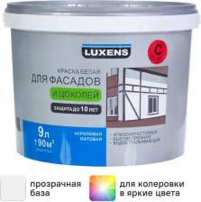 Краска Luxens Краска для фасадов и цоколей матовая прозрачная база С 9 л