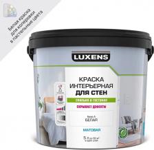 Краска Luxens Краска для стен моющаяся матовая белая база А 5 л