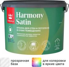 Краска Tikkurila Краска интерьерная Harmony Satin, матовая, база С, бесцветная, 9 л