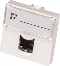 Кроссовое оборудование LanMaster Вставка Mosaic 45x45, RJ-45 UTP, кат.5e, со шторкой и увеличенным окном маркировки, белая