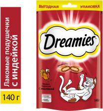 Лакомство для кошек Dreamies Лакомство для кошек подушечки, индейка, 140 г