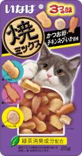 Лакомство для кошек Inaba Лакомство для кошек Yakimiksu со вкусом кацуобуси, куриного бульона и кальмара, 25 г