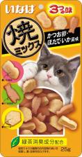 Лакомство для кошек Inaba Yakimiksu лакомство запеченное для взрослых кошек, ассорти с кацуобуси, морским гребешком и кальмаром - 25 г супер премиум для взрослых с морским