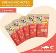 Лакомство для кошек Мнямс Крем-лакомство для кошек с тунцом Кацуо и креветками 15 г х 4 шт