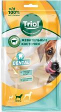 Лакомство для собак Triol Лакомство для собак, кость узловая белая из сыромятной кожи, 10см, 3шт по 30-35г