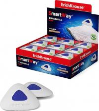 Ластик Erich Krause Ластик "Smart&Soft Mini", 36х36х8 мм, белый, треугольный, синий пластиковый держатель, 45552