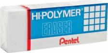 Ластик Pentel Ластик "HI-POLYMER ERASER", 35х16х11,5 мм, белый, прямоугольный, картонный держатель, ZEH-03