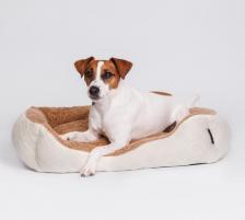 Лежак Petmax Лежак для собак и кошек, 65х50 см, бежево-белый
