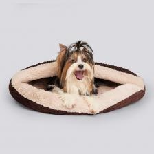 Лежак Petmax Лежак закрытый для кошек и собак Вельвет, 60x7 см, коричневый