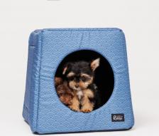 Лежак Rurri Дом-трансформер (3 в 1) для собак и кошек, 38х38х37 см, синий