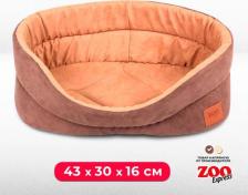Лежак ZooExpress Лежанка для кошек "Classic" иск.замша №2 43*30*16 см коричневая 75662