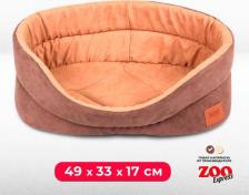 Лежак ZooExpress Лежанка для кошек "Classic" иск.замша №3 49*33*17 см коричневая 75663