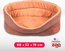 Лежак ZooExpress Лежанка для кошек "Classic" иск.замша №6 68*52*19 см коричневая 75666