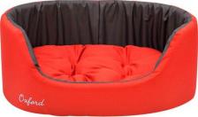 Лежак ZooExpress Лежанка Oxford №1, с подушкой, двухсторонняя, красно-серая, 43x30x16 см
