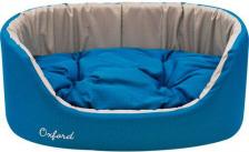 Лежак ZooExpress Лежанка Oxford №3, овальная с подушкой, двухсторонняя, сине-серая, 53x38x18 см