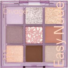 Макияж Divage Палетка теней для век компактная 9 оттенков Easy Nude, тон Plum