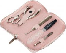Набор инструментов для маникюра Dewal Маникюрный набор из 5 предметов в чехле из натуральной кожи 902PEACH