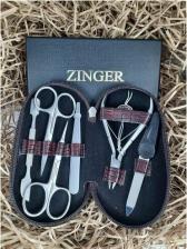 Набор инструментов для маникюра Zinger Маникюрный набор на молнии, MS-7104, 6 предметов, чехол цветы, фиолетовый