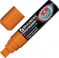 Маркер Brauberg Маркер меловой "POP-ART", сухостираемый, для гладких поверхностей, 15 мм, ОРАНЖЕВЫЙ, 151541