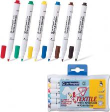 Маркер Centropen Маркеры для ткани НАБОР 6 шт., круглый наконечник 1,8 мм, 2739/6