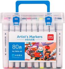 Маркер Deli Набор маркеров для скетчинга 70816-80 скошенный пиш. наконечник 80цв. пластиковая коробка