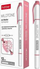Маркер Hatber Двухсторонний артмаркер Mildtone PASTEL розовый, 12шт 060863