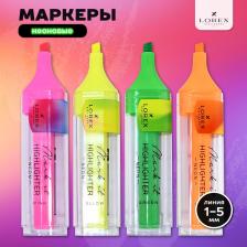 Маркер Lorex Набор текстовых маркеров Mark it neon ассорти, скошенный, 1-5 мм