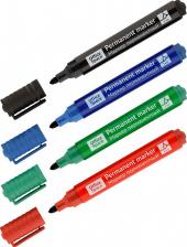 Маркер OfficeSpace Набор маркеров перманентных "8004А" 04цв., пулевидный, 3мм, чехол с европодвесом