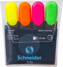 Маркер Schneider Набор текстовыделителей 4 шт., "Job", линия 1-5 мм, 1500