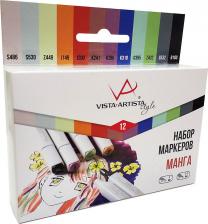 Маркер Vista-Artista Набор маркеров для творчества Style 12цв., пулевидный/скошенный, 0,7мм/1-7мм, Манга
