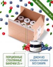 Мед/варенье Русский лес Джем Клюква и Черника Премиум, низкокалорийный, 25 г х 24 шт