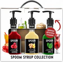 Мед/варенье Spoom Набор сиропов для чая и коктейлей Имбирь, Малина, Мята 3 шт по 250 мл + 3 дозатора