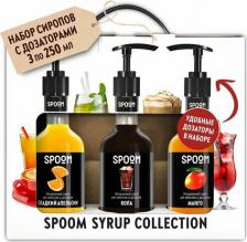 Мед/варенье Spoom Набор сиропов для кофе Апельсин сладкий, Кола, Манго, 3 шт по 250 мл + 3 дозатора