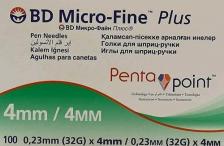 Мед.аксессуар Becton Dickinson Игла BD (БД) Micro-Fine Plus для шприц-ручки 0,23x4 мм. 100 шт