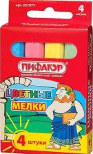 Мел Пифагор Мел цветной, набор 4 шт., квадратный, 221977