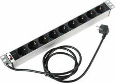 Монтажный шкаф ЦМО Блок розеток Rem-16 с инд., 9 Shuko, 16A, алюм., 19", шнур 1,8 м., R-16-9S-I-440-1.8