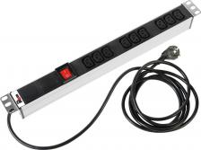 Монтажный шкаф ЦМО Блок розеток Rem-16 с выкл, 9 IEC 60320 C13, 16A, алюм, 19", шнур 3 м. R-16-9C13-V-440-3