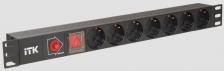 Монтажный шкаф ITK PDU 7 розеток нем. стандарт, с LED выключателем,1U, без шнура, вх. C14, алюминиевый профиль, цена за 1 шт